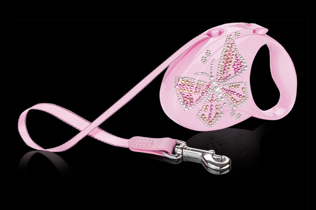 Flexi Luxury Glam Butterfly, Gurtleine + Swarovski-Steine, Grösse S, Pink
